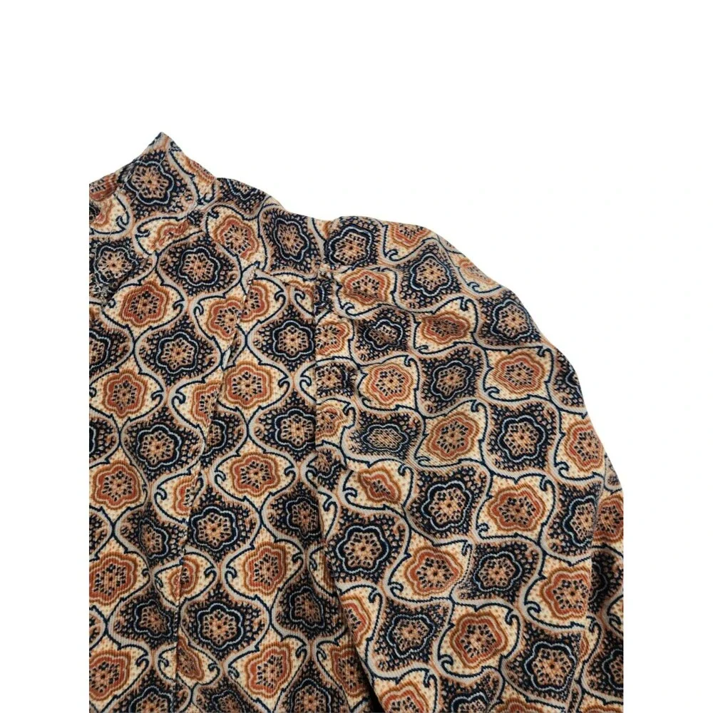 Banana Republic Corduroy V-Neck Puff Sleeve Blouse Womens XS Retro 60s Top